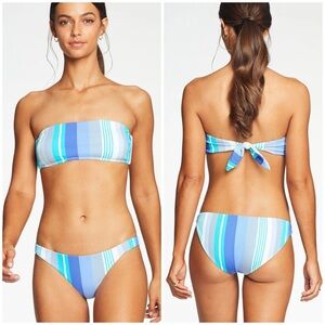 Vitamin A Mila Bandeau Bikini Top And Aquazul Stripe Luciana Bottom
